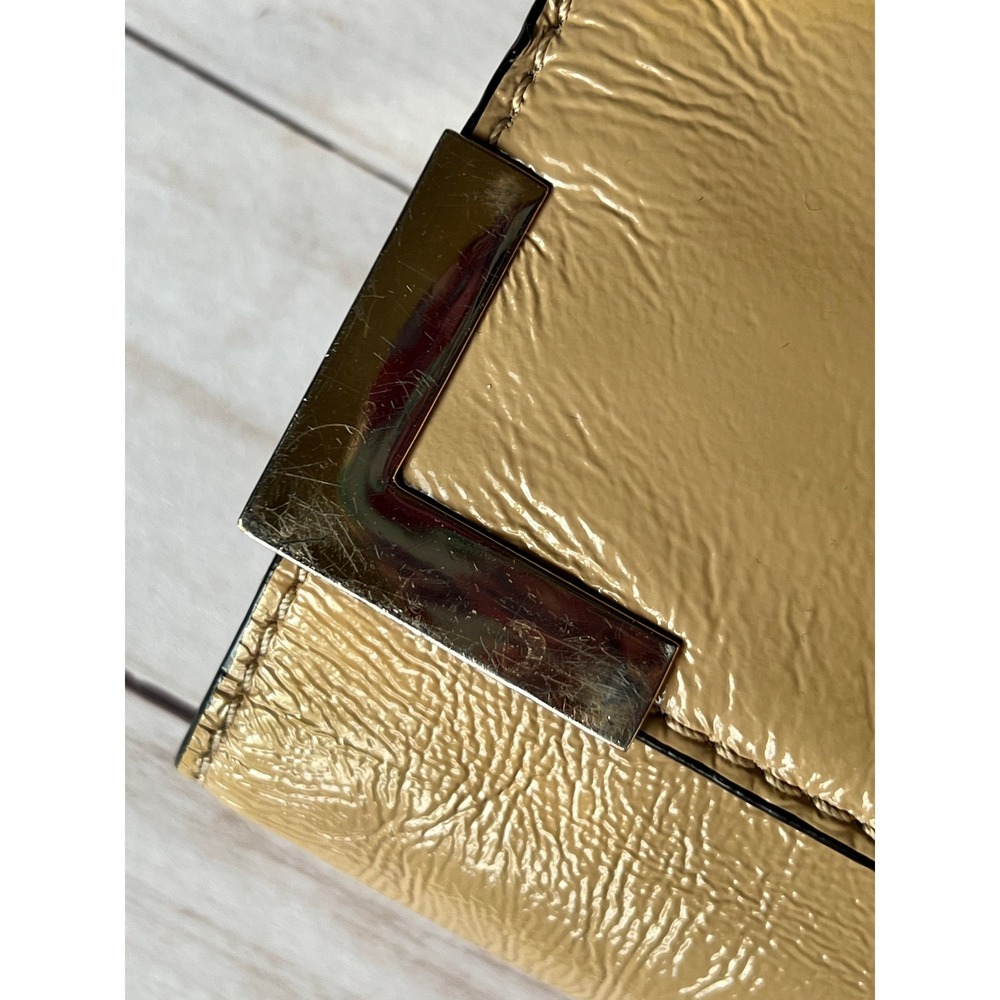 Michael Kors Gold Metallic Patent Shoulder Bag Clutch Purse Y2K Evening - Picture 9 of 13